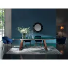 Eetkamerstoel van stof en hout, gemaakt in Italië, 4 stuks - Bardella Viadurini