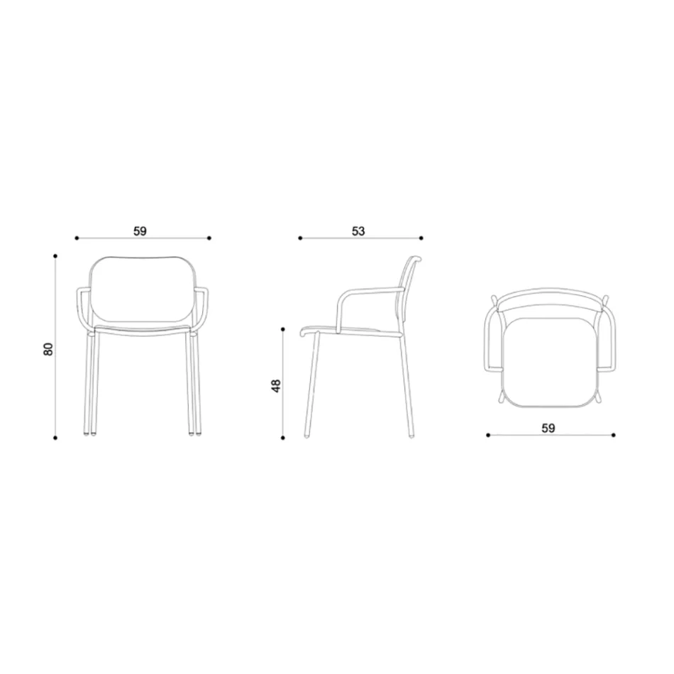 Eetkamerstoel in stof en metaal Made in Italy 2 stuks - Sangria Viadurini