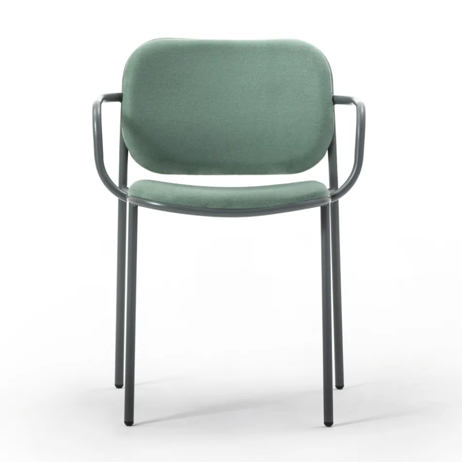 Eetkamerstoel in stof en metaal Made in Italy 2 stuks - Sangria Viadurini