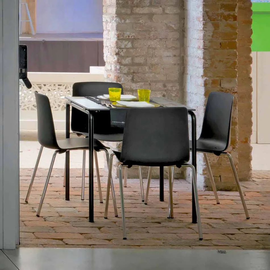 Made in Italy eetkamerstoel van metaal en polypropyleen, 4-delig - Carlita Viadurini