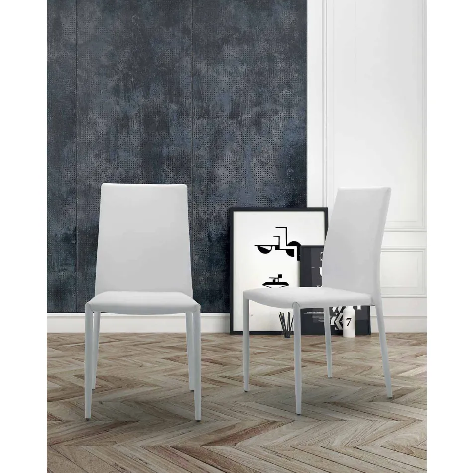 Stapelbare woonkamerstoel, gewatteerd en bekleed met eco-leer – Monamour Viadurini