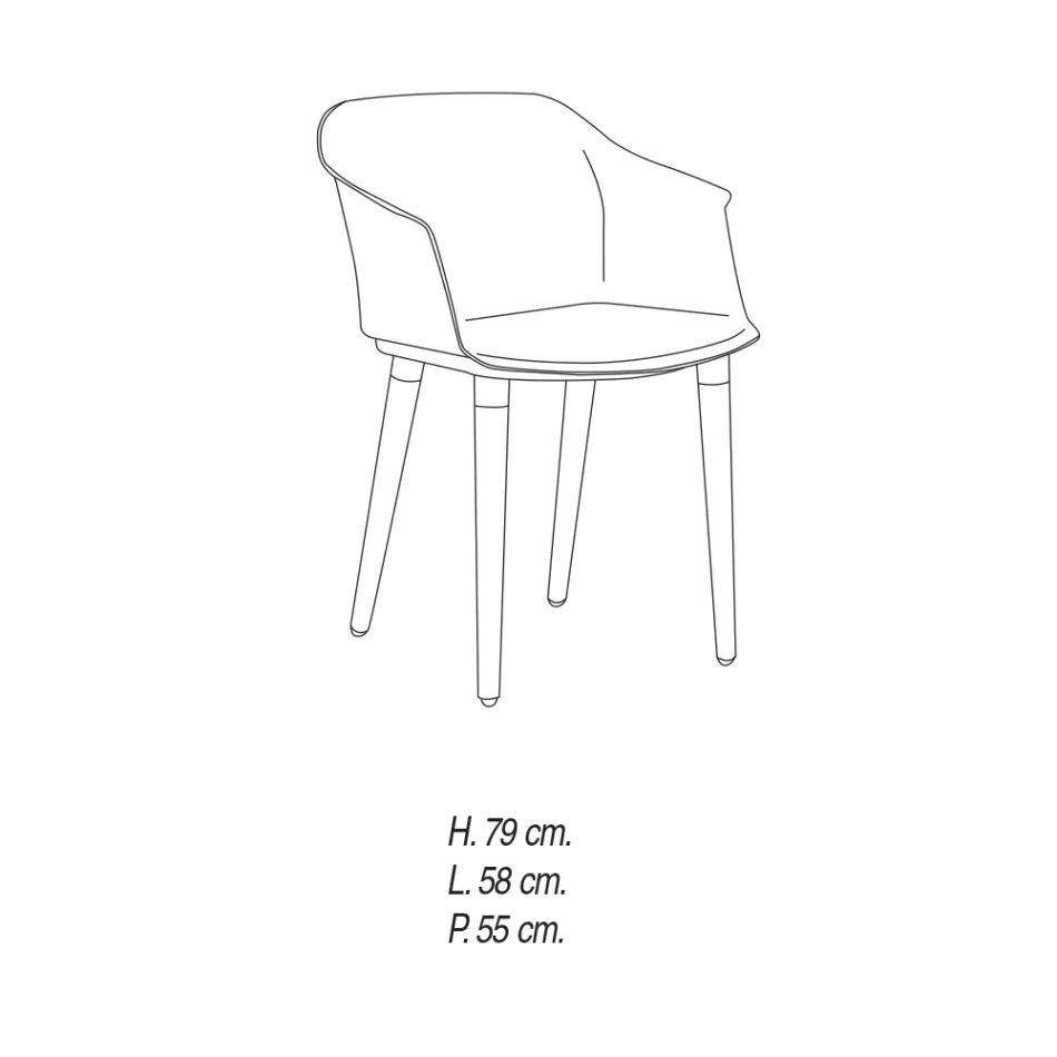 Woonkamerstoel in hout en polypropyleen Made in Italy, 4 stuks - Marbella Viadurini