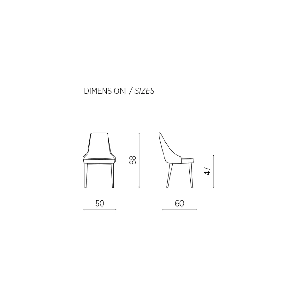 Woonkamerstoel in stof met gevormde en gestoffeerde zitting 4 stuks - Isaak Viadurini