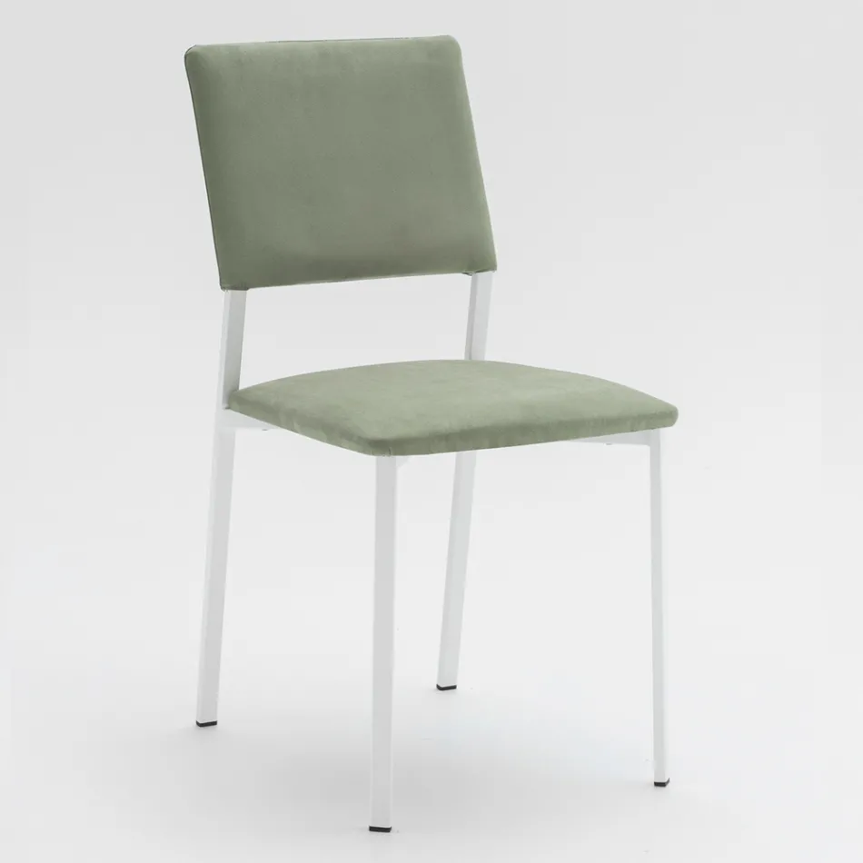 Metalen woonkamerstoel en zitting van microvezel Made in Italy, 2 stuks - Fabiola Viadurini