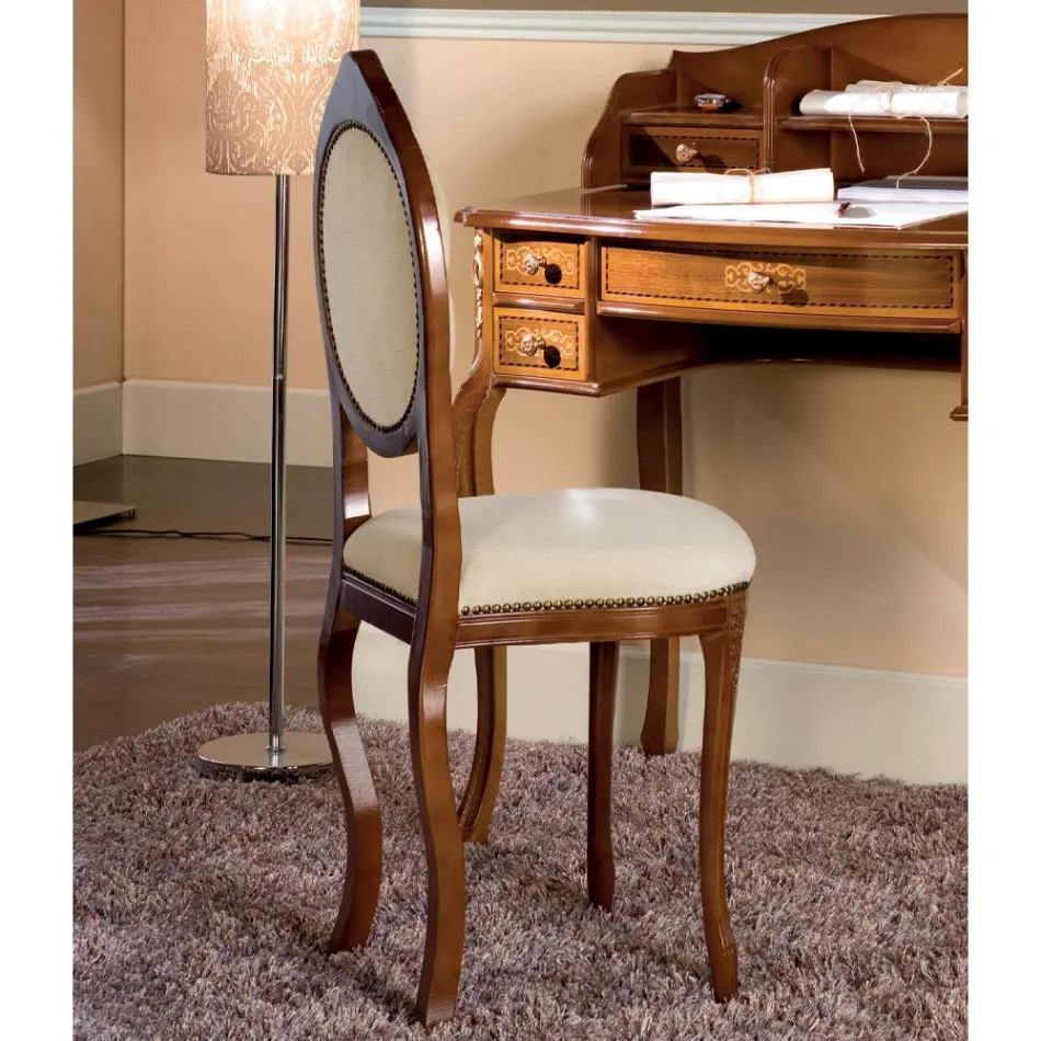 Klassieke stoel in gestoffeerd walnoothout gemaakt in Italië - Elegant Viadurini