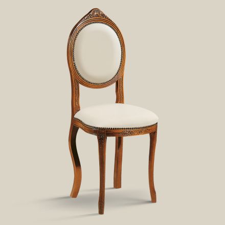 Klassieke stoel in gestoffeerd walnoothout gemaakt in Italië - Elegant Viadurini