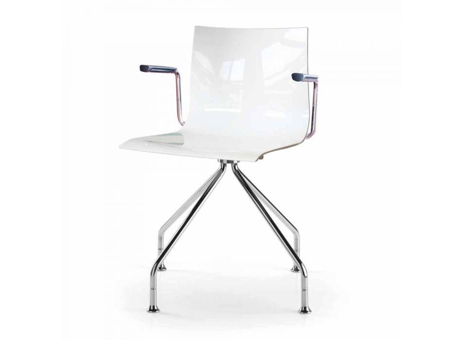 Bureaustoel met stalen armleuningen en gekleurd gerecycled stoelontwerp - Verenza Viadurini
