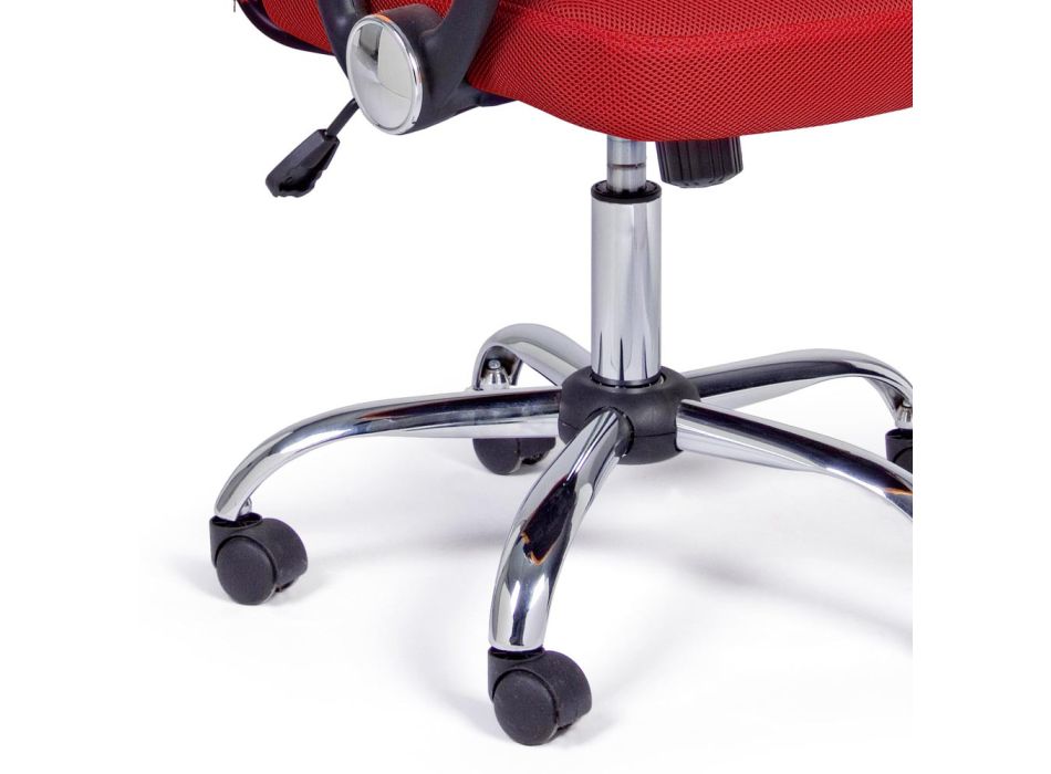 Bureaustoel met armleuningen in staal en gekleurd polyester - Barberina Viadurini
