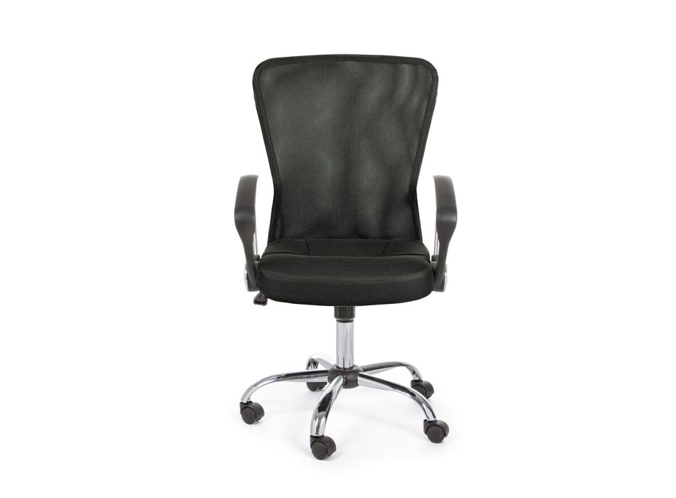 Bureaustoel met armleuningen in staal en gekleurd polyester - Barberina Viadurini