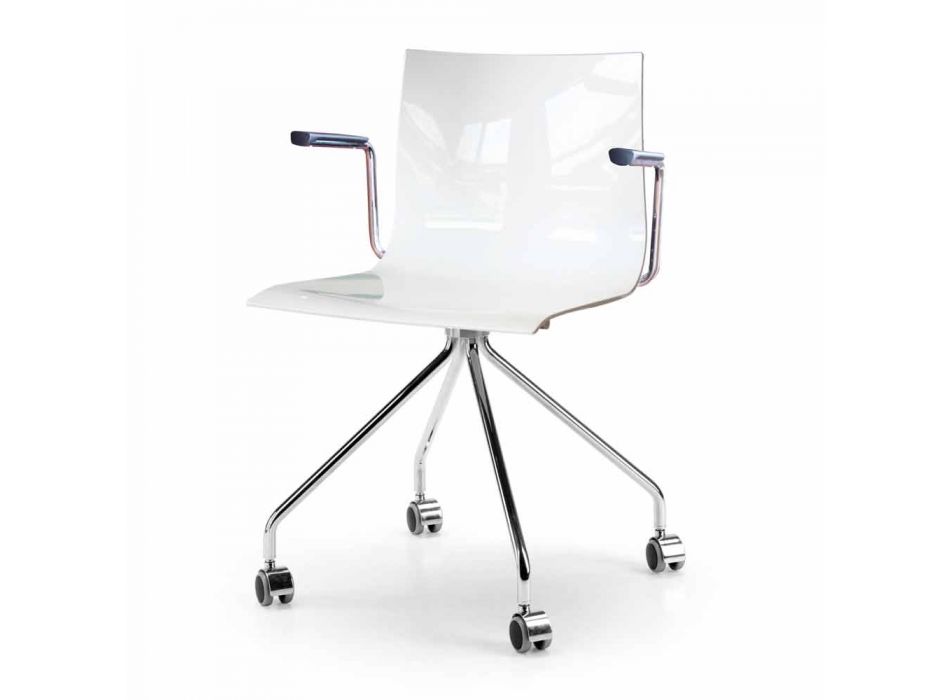Draaibare bureaustoel met armleuningen en wielen Italiaans gekleurd design - Verenza Viadurini