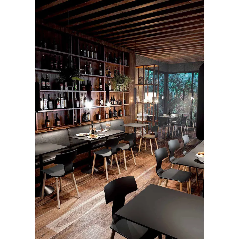 Made in Italy houten en polypropyleen eetkamerstoelen, 2 stuks - klaver Viadurini