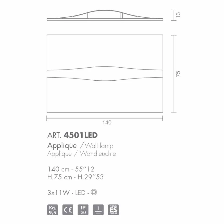 Selene Art &amp; Light schans met getextureerde panelen 140xH75 cm Viadurini