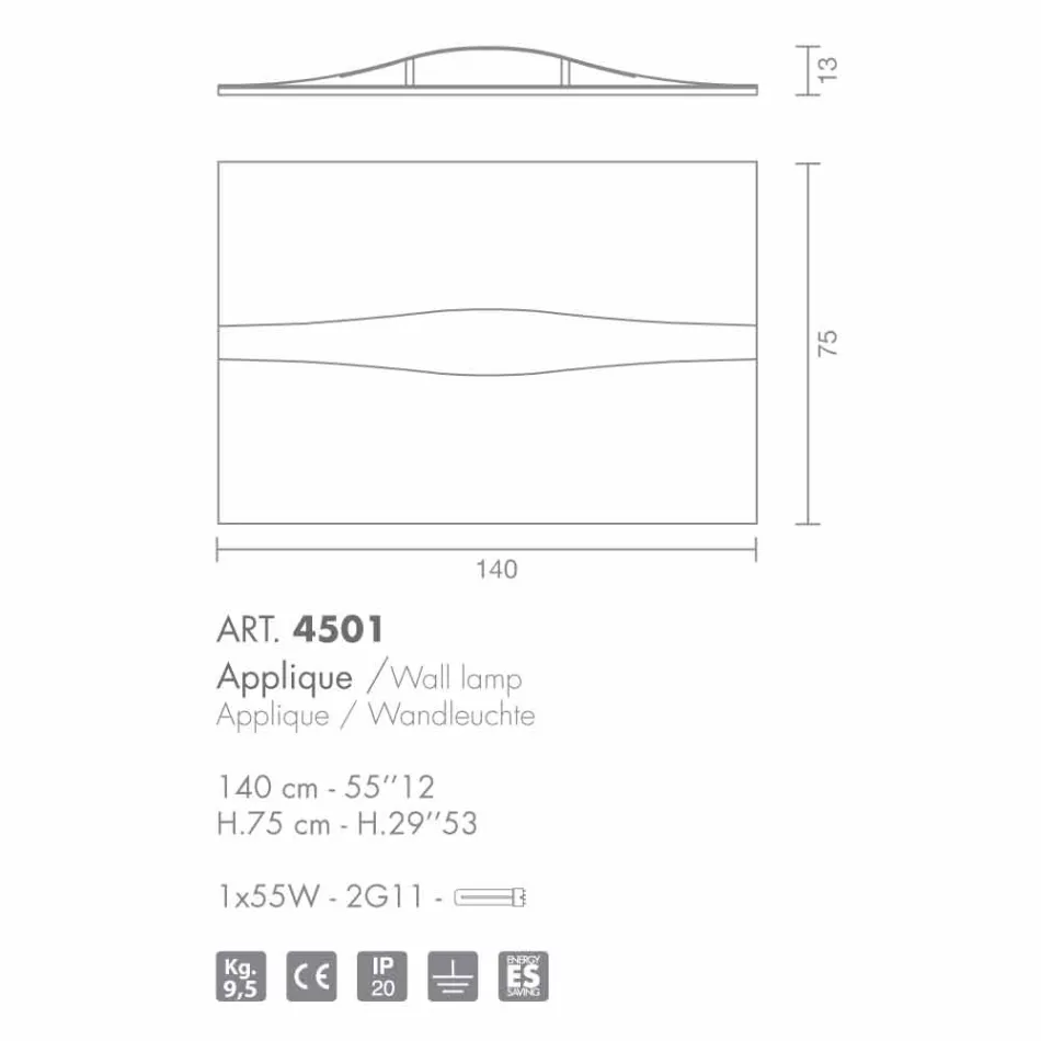 Selene Art &amp; Light schans met getextureerde panelen 140xH75 cm Viadurini