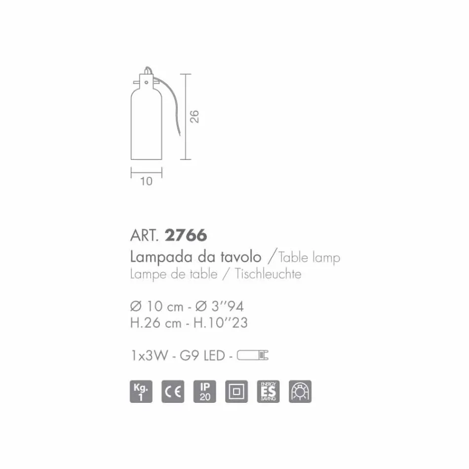 Selene Bossa Nova tafellamp Ø10 H 26cm amber glas geblazen Viadurini