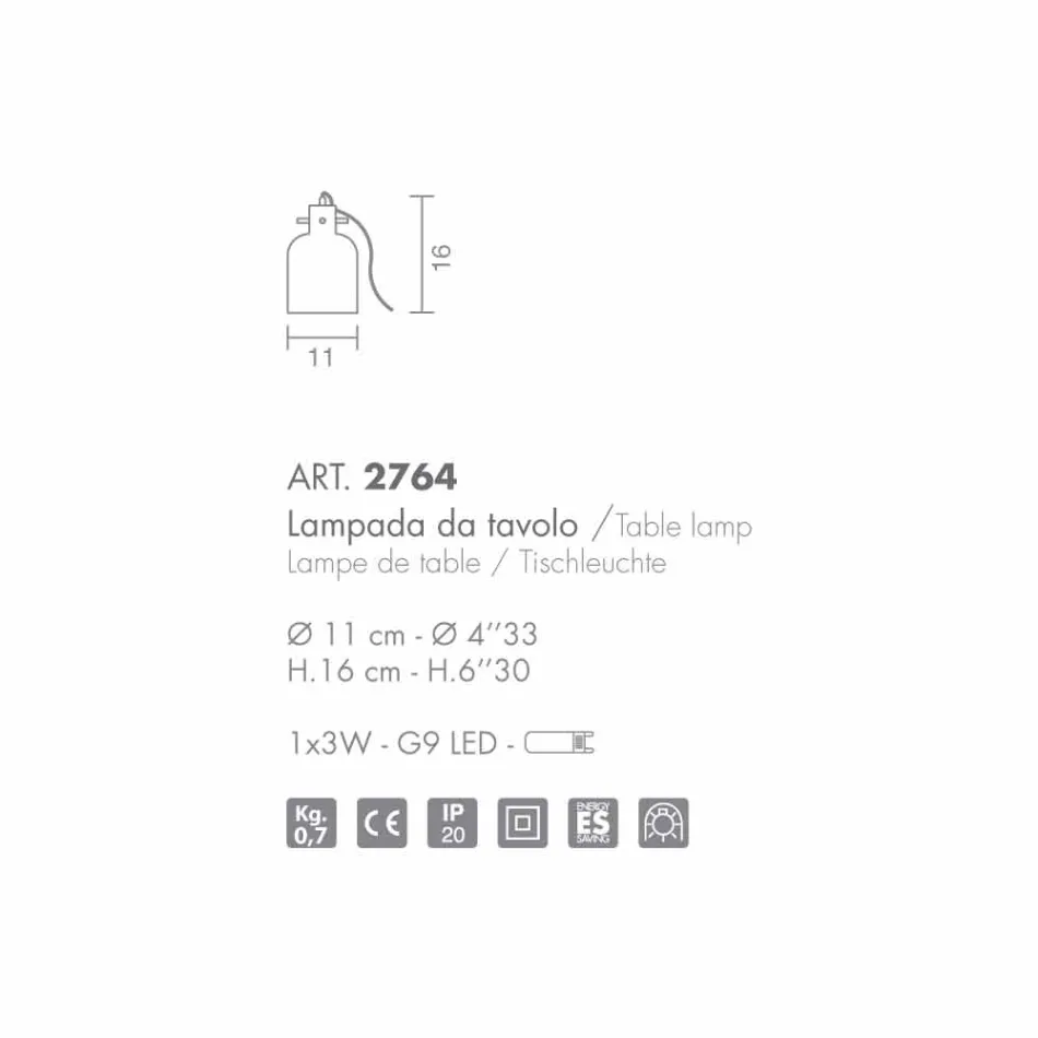 Selene Bossa Nova tafellamp Ø11 H16cm, geblazen glazen amethist Viadurini