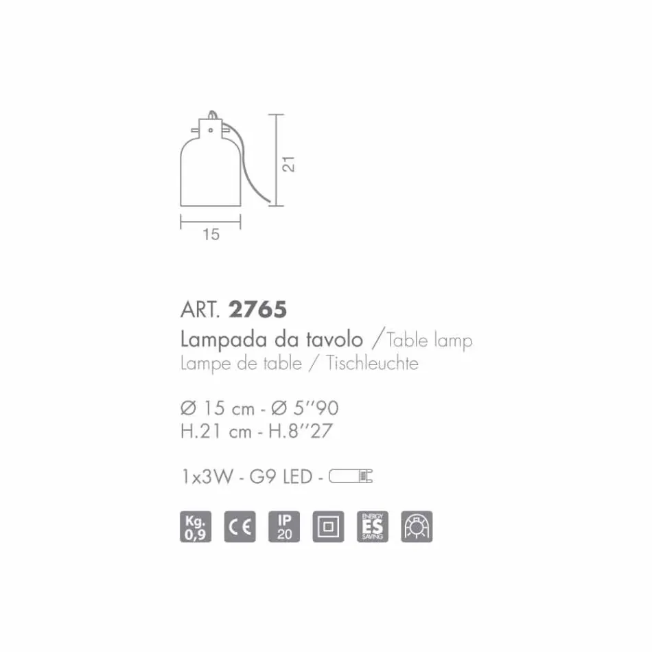 Selene Bossa Nova tafellamp Ø15 H 21cm amber glas geblazen Viadurini