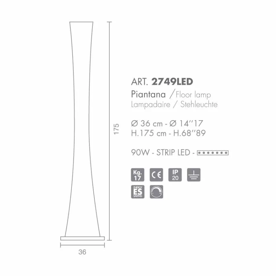 Selene Hourglass geblazen glas staande lamp H175cm Ø36 Viadurini