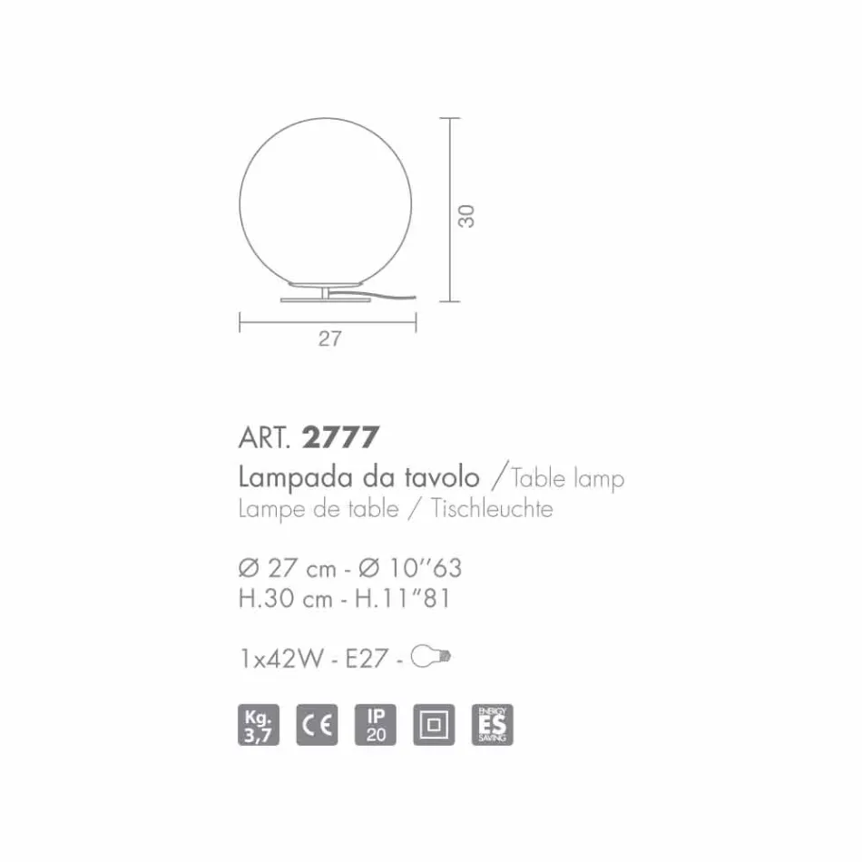 Selene Domino van witte tafellamp van geblazen glas Ø27 H 30cm Viadurini