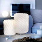 Selene Domino tafellamp Ø15 H22cm, geblazen glazen handgemaakte Viadurini