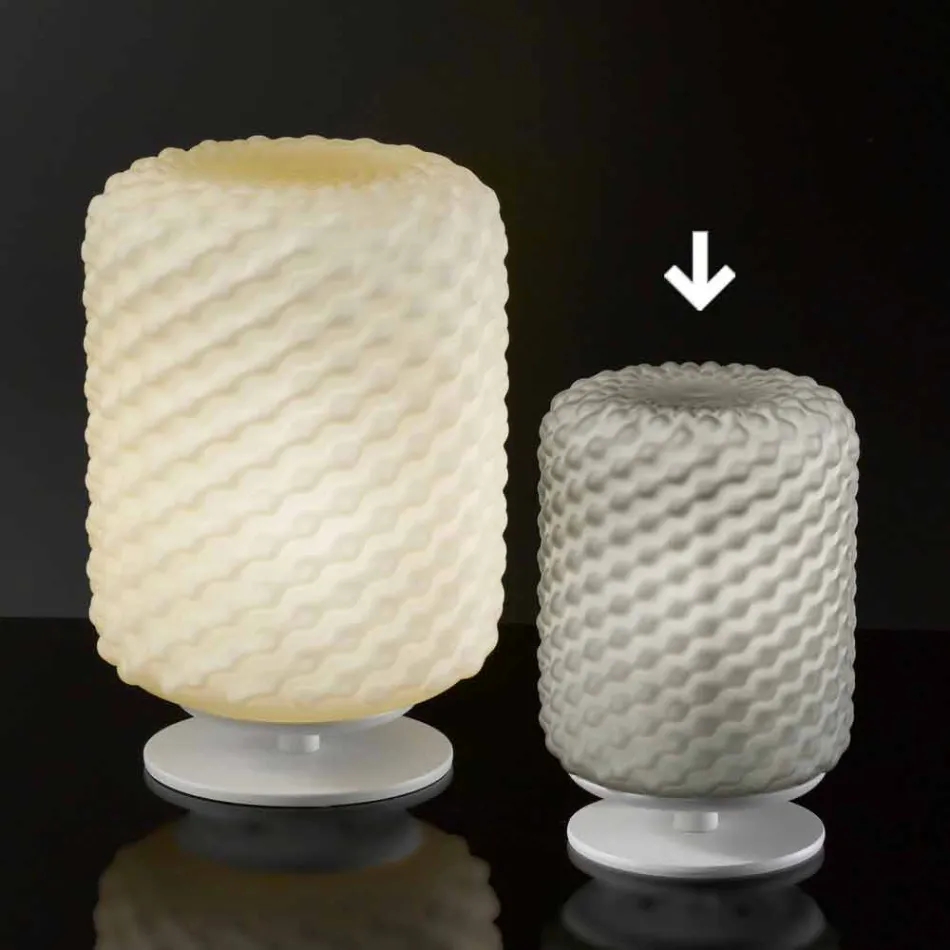 Selene Domino tafellamp Ø15 H22cm, geblazen glazen handgemaakte Viadurini