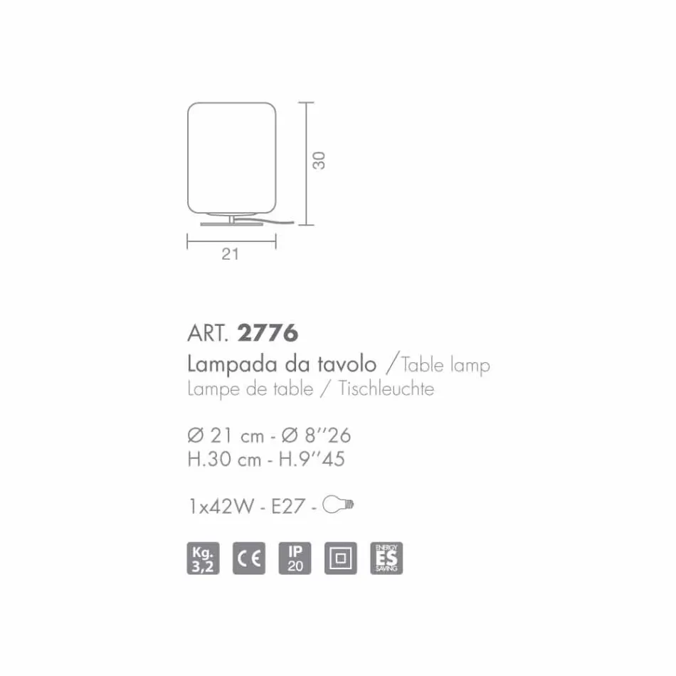 Selene Domino tafellamp Ø21 H30cm, geblazen glas gemaakt in Italië Viadurini