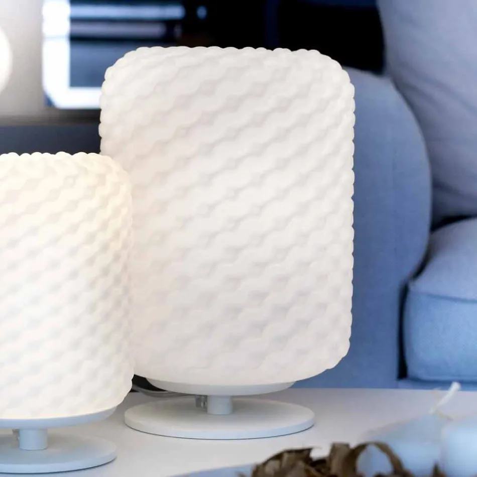 Selene Domino tafellamp Ø21 H30cm, geblazen glas gemaakt in Italië Viadurini