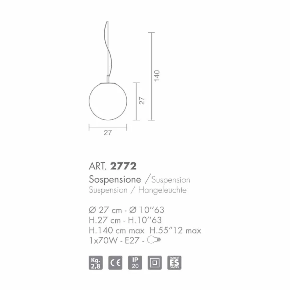 Selene Domino chandelier geblazen glazen handgemaakte Ø27 H 27 / 140cm Viadurini