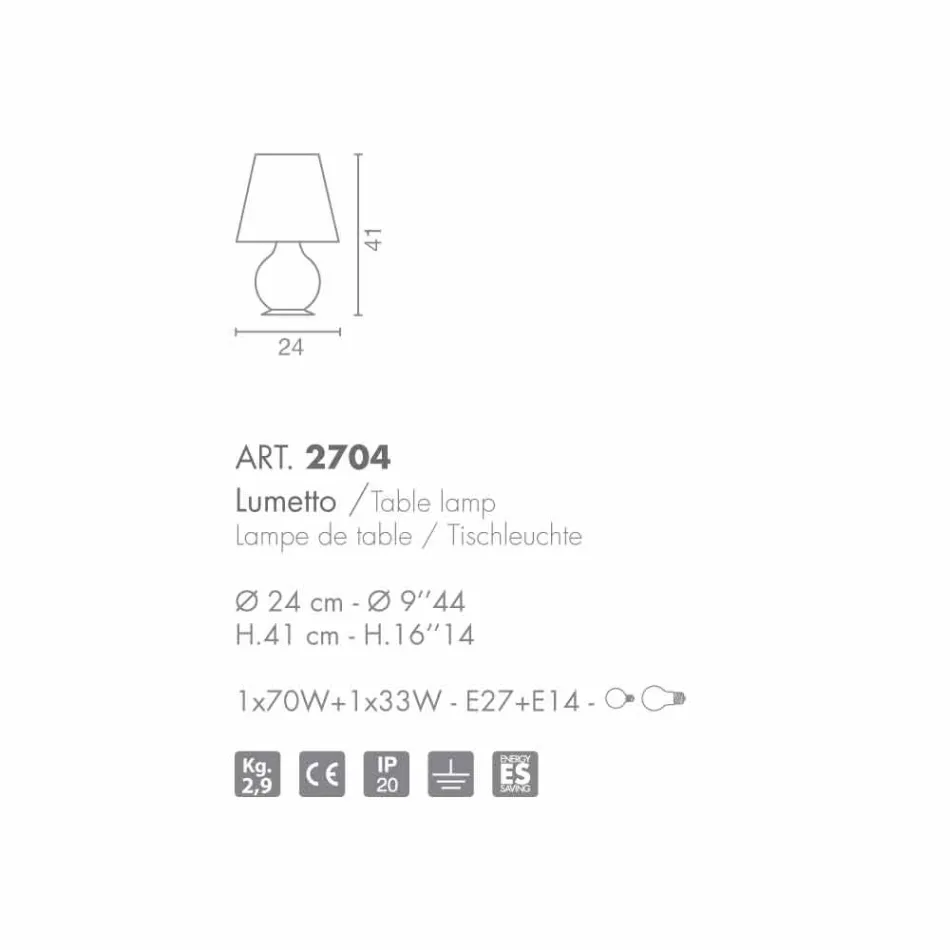 Selene altijd lumetto Ø24 H41cm, geblazen glas gemaakt in Italië Viadurini