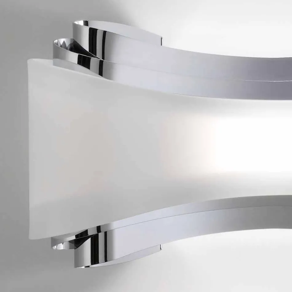 Selene Ionica applique 32x10 H16cm staal en glas gemaakt in Italië Viadurini