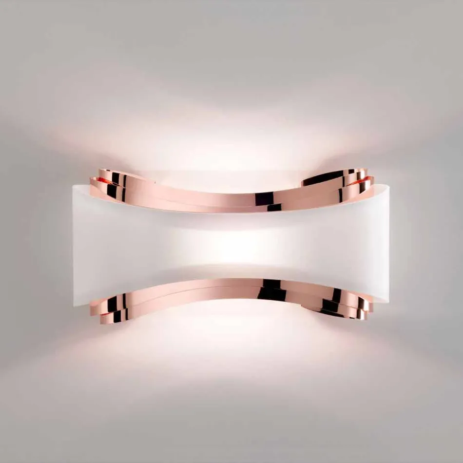 Selene Ionica applique 32x10 H16cm staal en glas gemaakt in Italië Viadurini