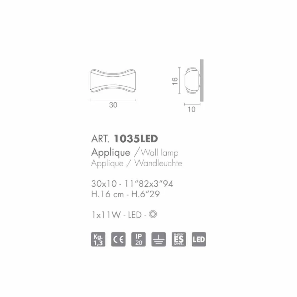 Selene Ionica wandlamp gemaakt in Italië, 30x10 H16cm, glas en staal Viadurini