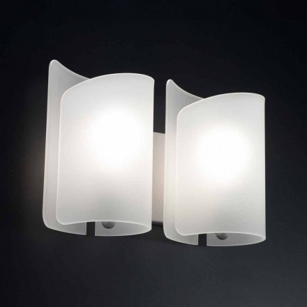 Selene Papiro applique satijn glas 34x14 H25cm Made in Italy Viadurini