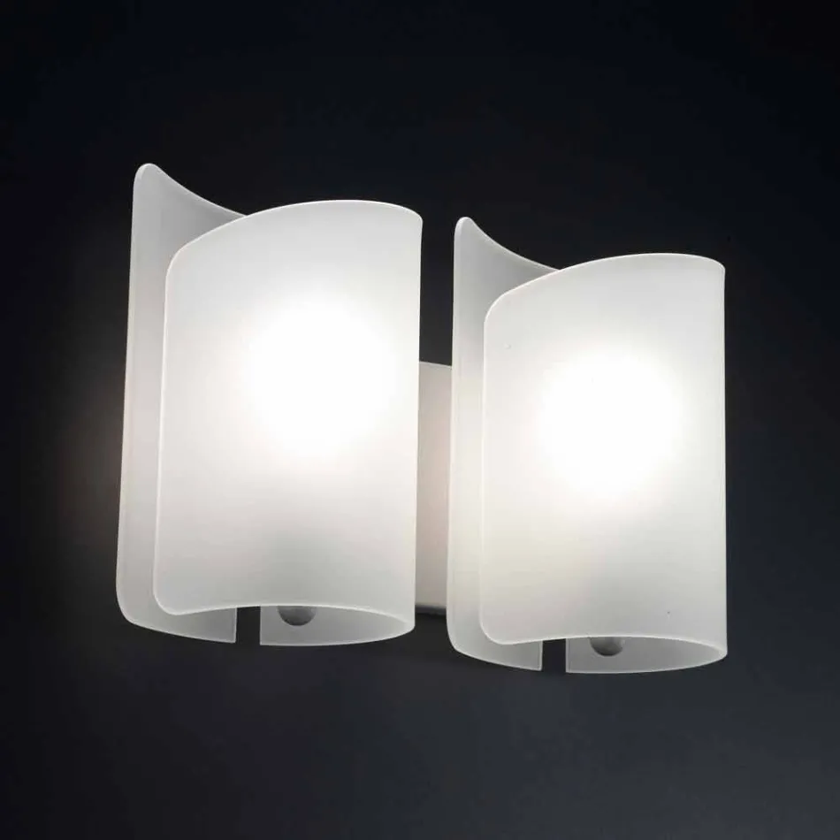 Selene Papiro applique satijn glas 34x14 H25cm Made in Italy Viadurini