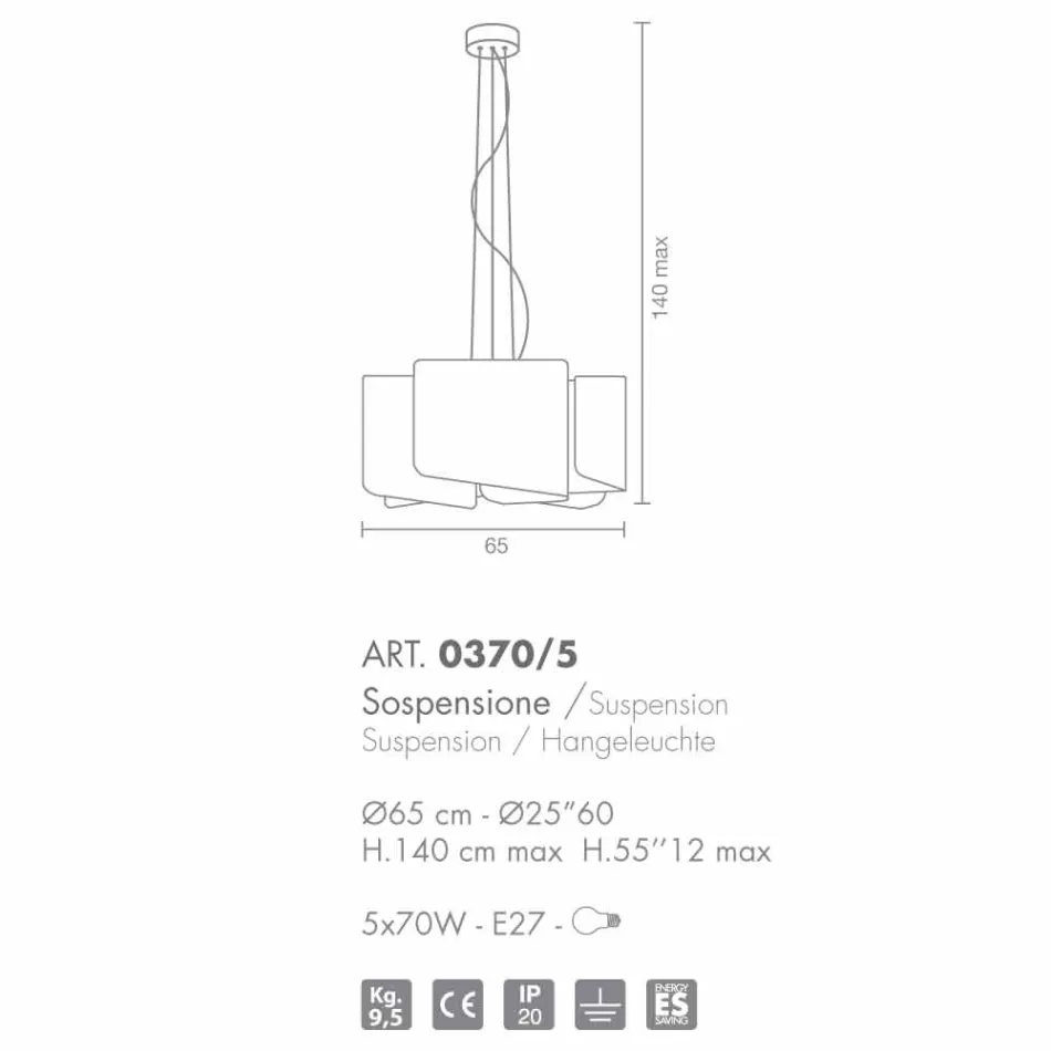 Selene Papiro witte kristallen hanglamp Ø65 x H 140 cm Viadurini