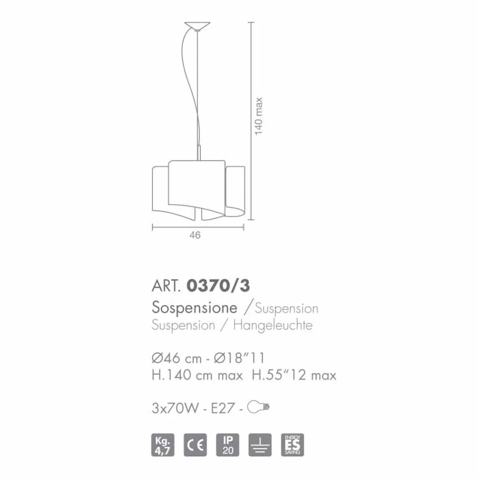 Selene Papiro hanglamp in Italië O46 x H 140 cm Viadurini