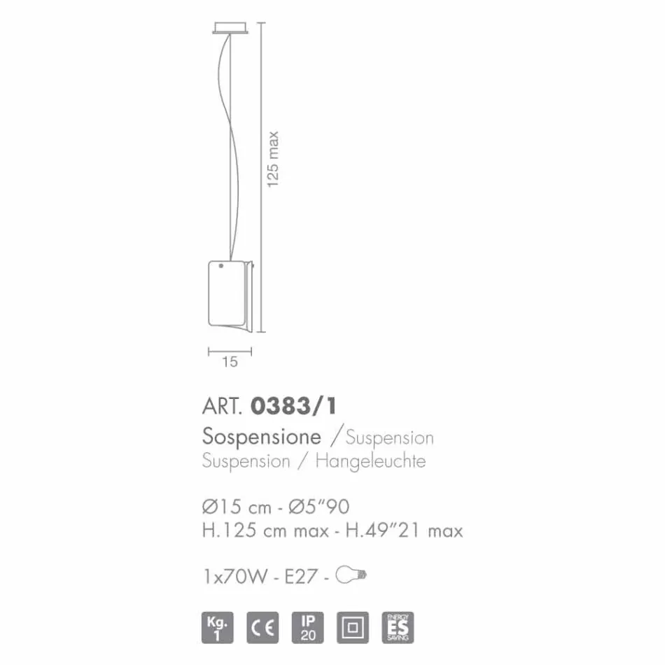Selene papyrus moderne kristallen hanglamp Ø15 H 125cm Viadurini
