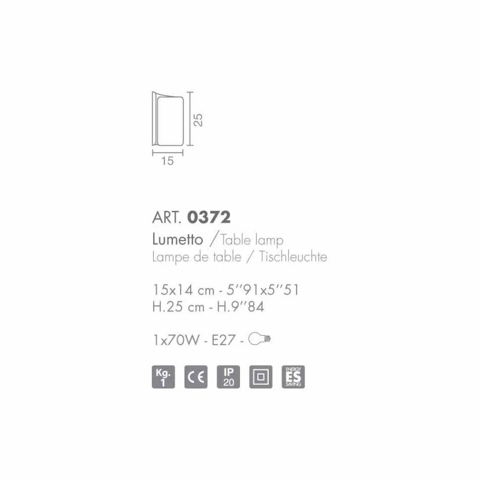 Selene Papiro tafellamp kristal gemaakt in Italië 15x14xH25cm Viadurini