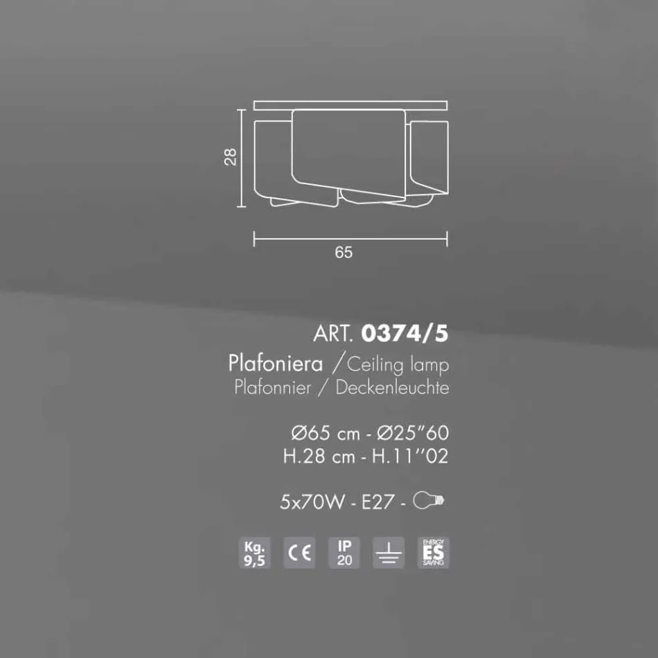 Selene Papiro plafondlamp moderne kristallen Ø65 H28cm, made in Italy Viadurini