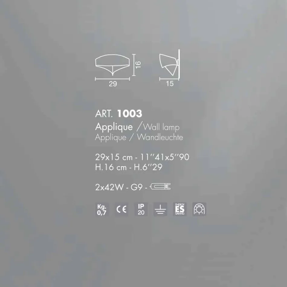 Selene Shield applique modern design gelakt staal Viadurini