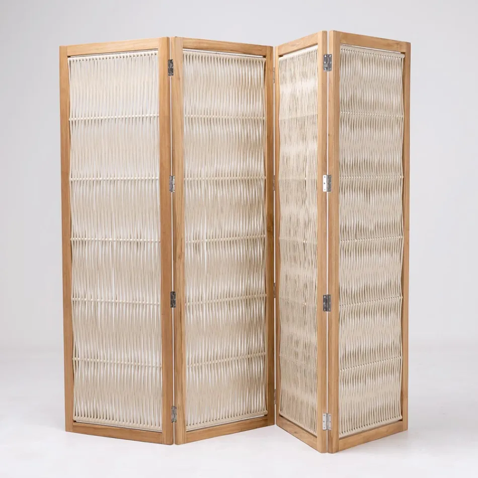 Buitenverdeler in teak, aluminium en touwvlechtwerk - Vision Viadurini