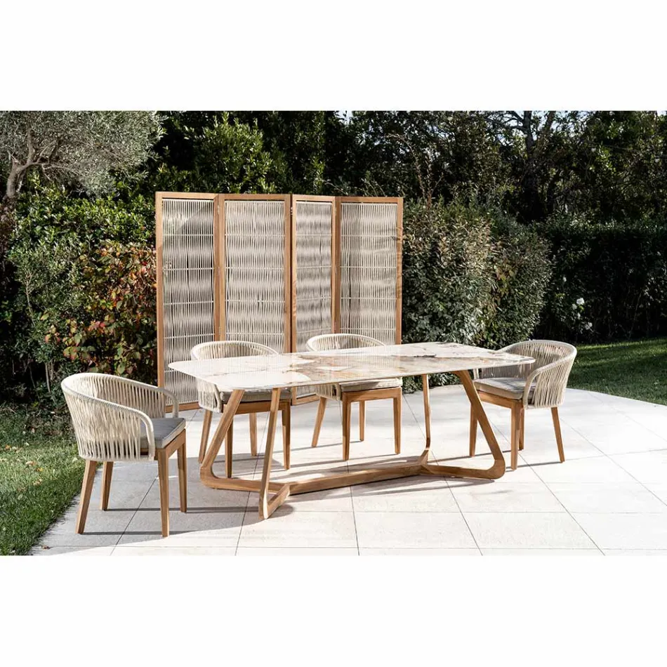 Buitenverdeler in teak, aluminium en touwvlechtwerk - Vision Viadurini