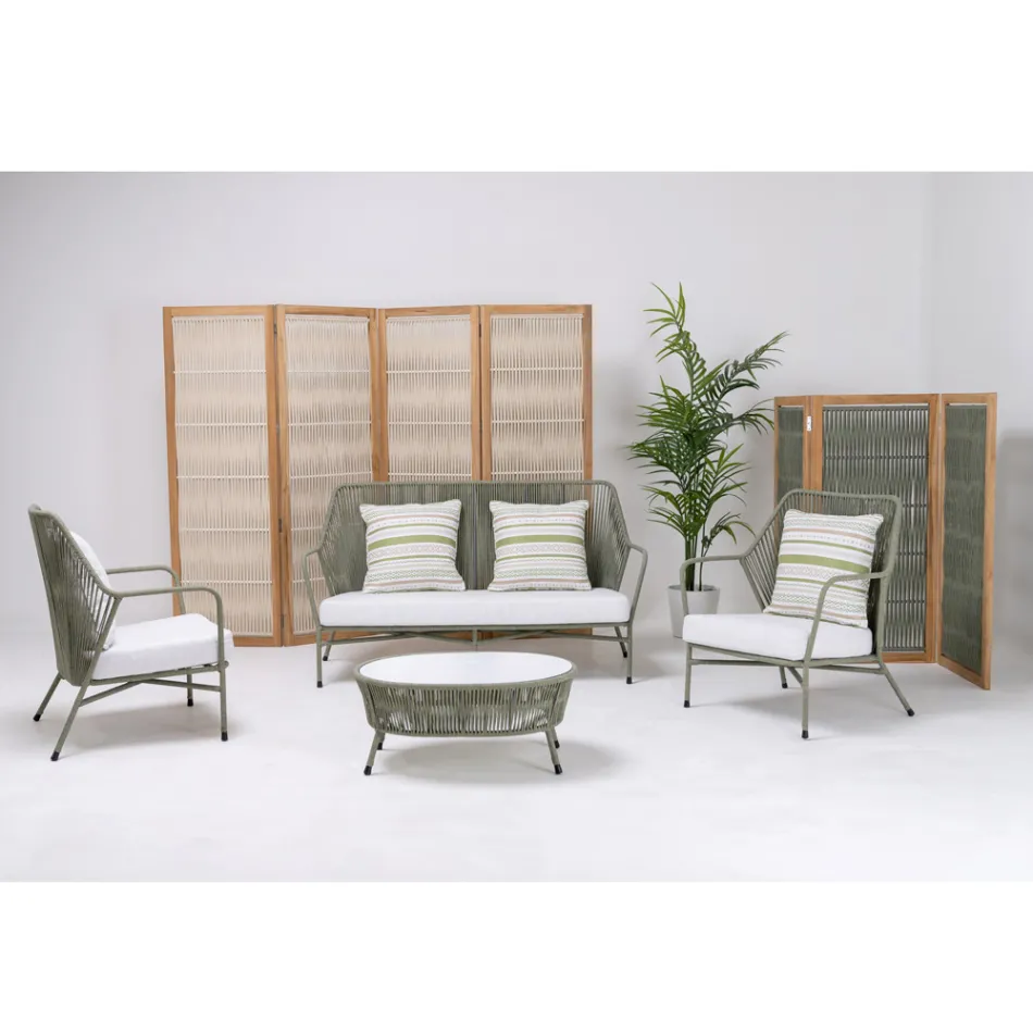 Buitenverdeler in teak, aluminium en touwvlechtwerk - Vision Viadurini