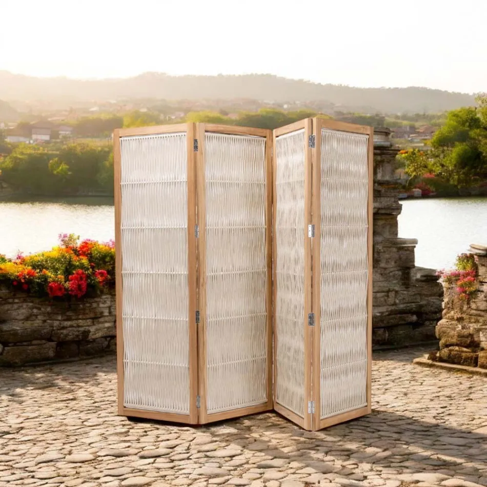 Buitenverdeler in teak, aluminium en touwvlechtwerk - Vision Viadurini