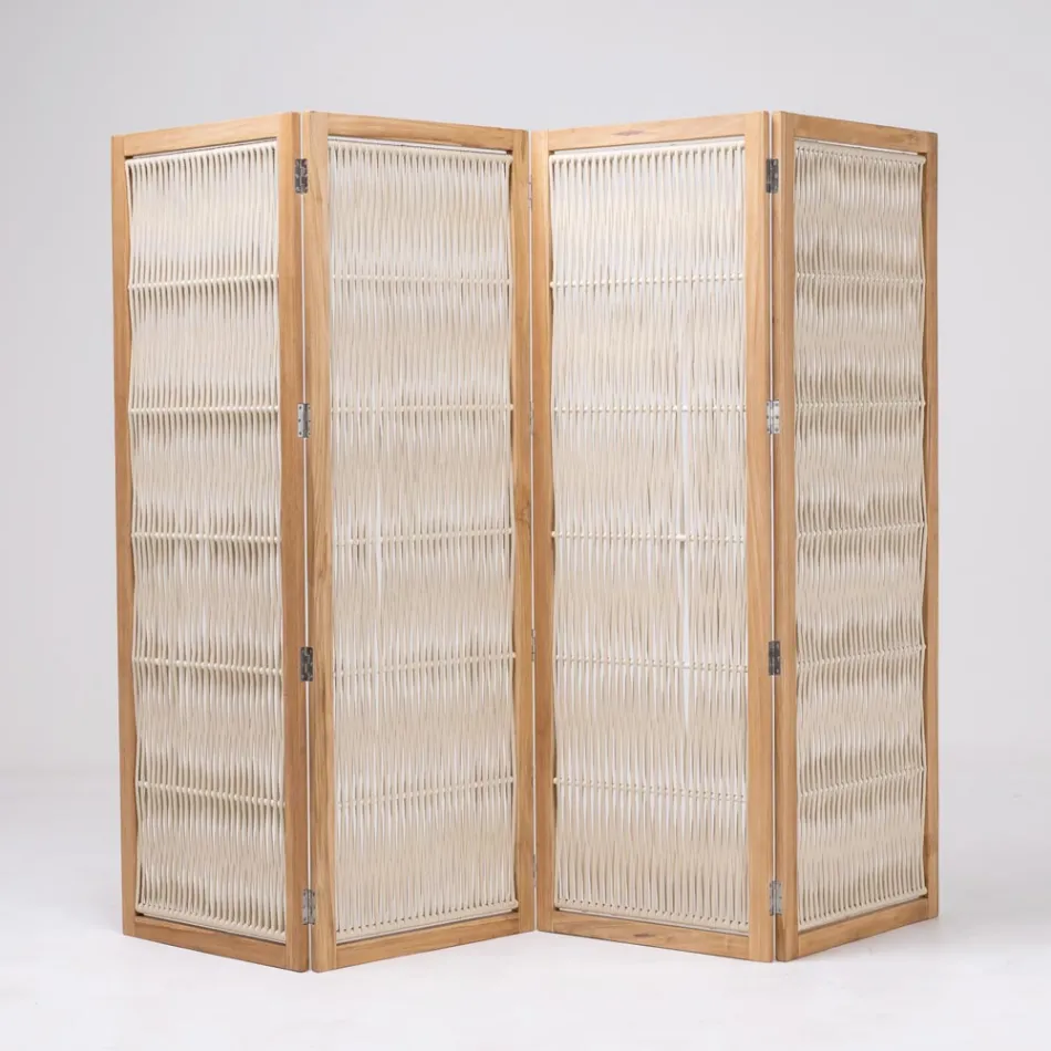 Buitenverdeler in teak, aluminium en touwvlechtwerk - Vision Viadurini