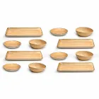 Service 12 rechthoekige en ronde gekleurde steengoedplaten, modern design - Simba Viadurini