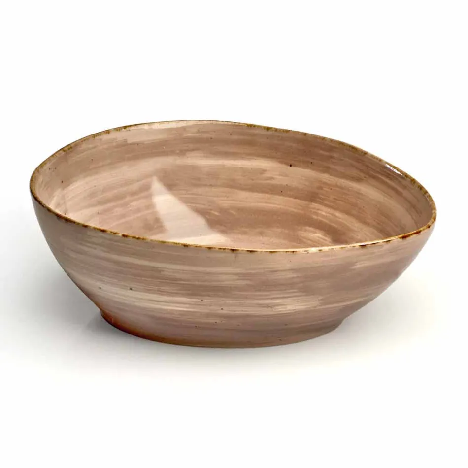 Service 12 rechthoekige en ronde gekleurde platen Modern design in steengoed - Simba Viadurini