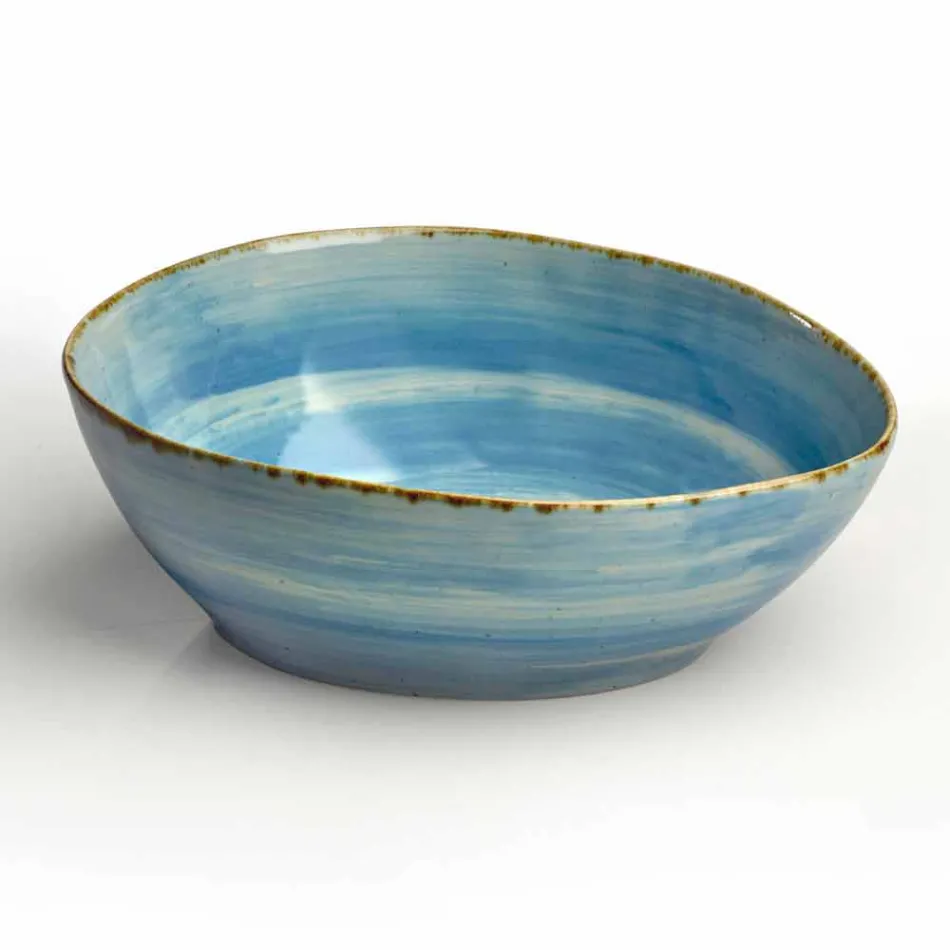 Service 12 rechthoekige en ronde gekleurde platen Modern design in steengoed - Simba Viadurini