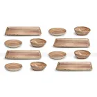 Service 12 rechthoekige en ronde gekleurde platen Modern design in steengoed - Simba Viadurini