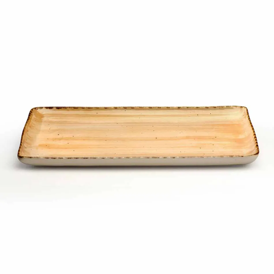 Service 12 rechthoekige en ronde gekleurde platen Modern design in steengoed - Simba Viadurini