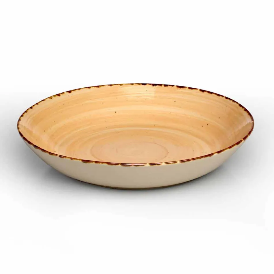 Service 12 rechthoekige en ronde gekleurde platen Modern design in steengoed - Simba Viadurini